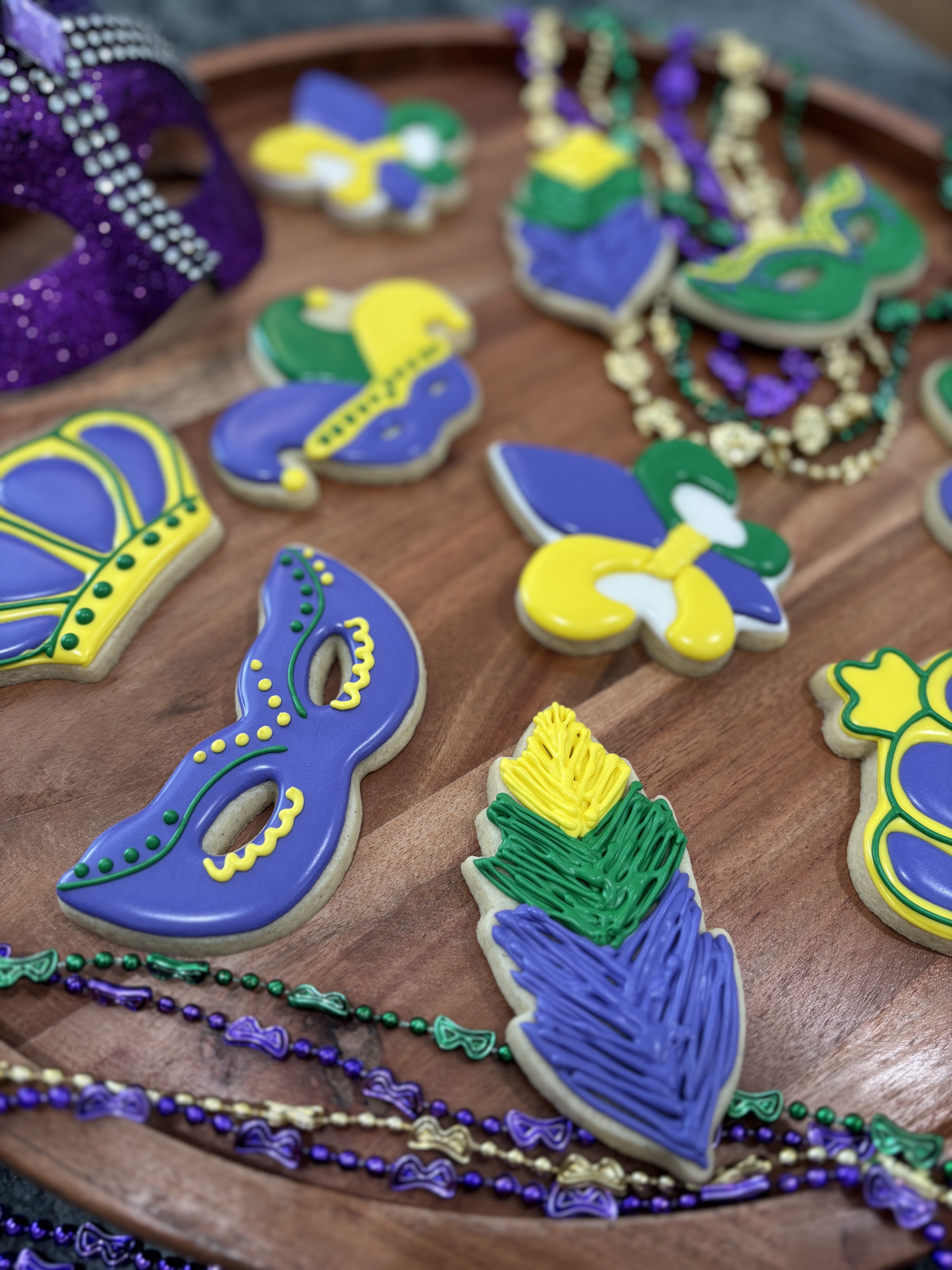 Mardi Gras feathers detailed masks closeup