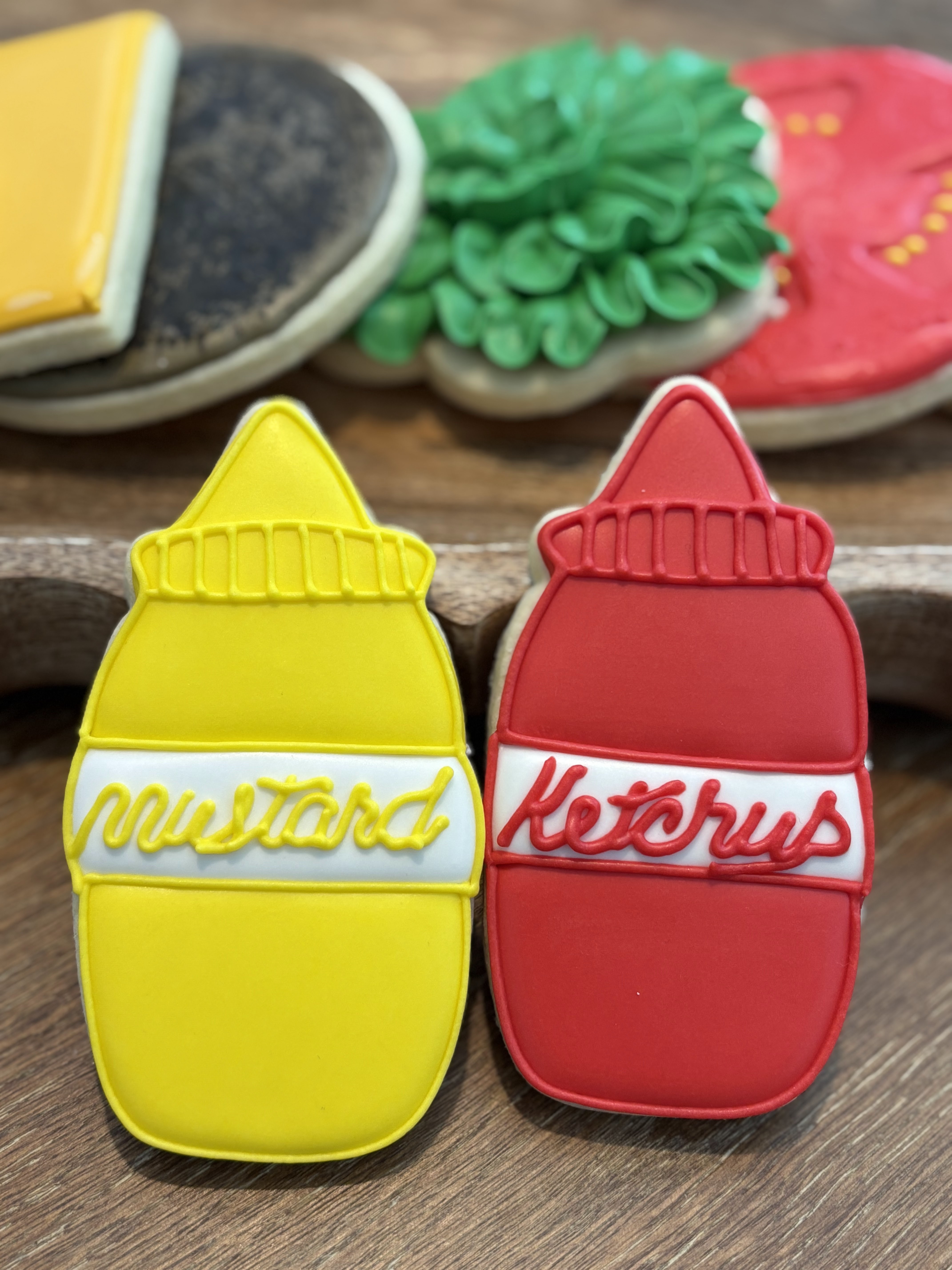 Mustard ketchup condiment bottles BBQ party